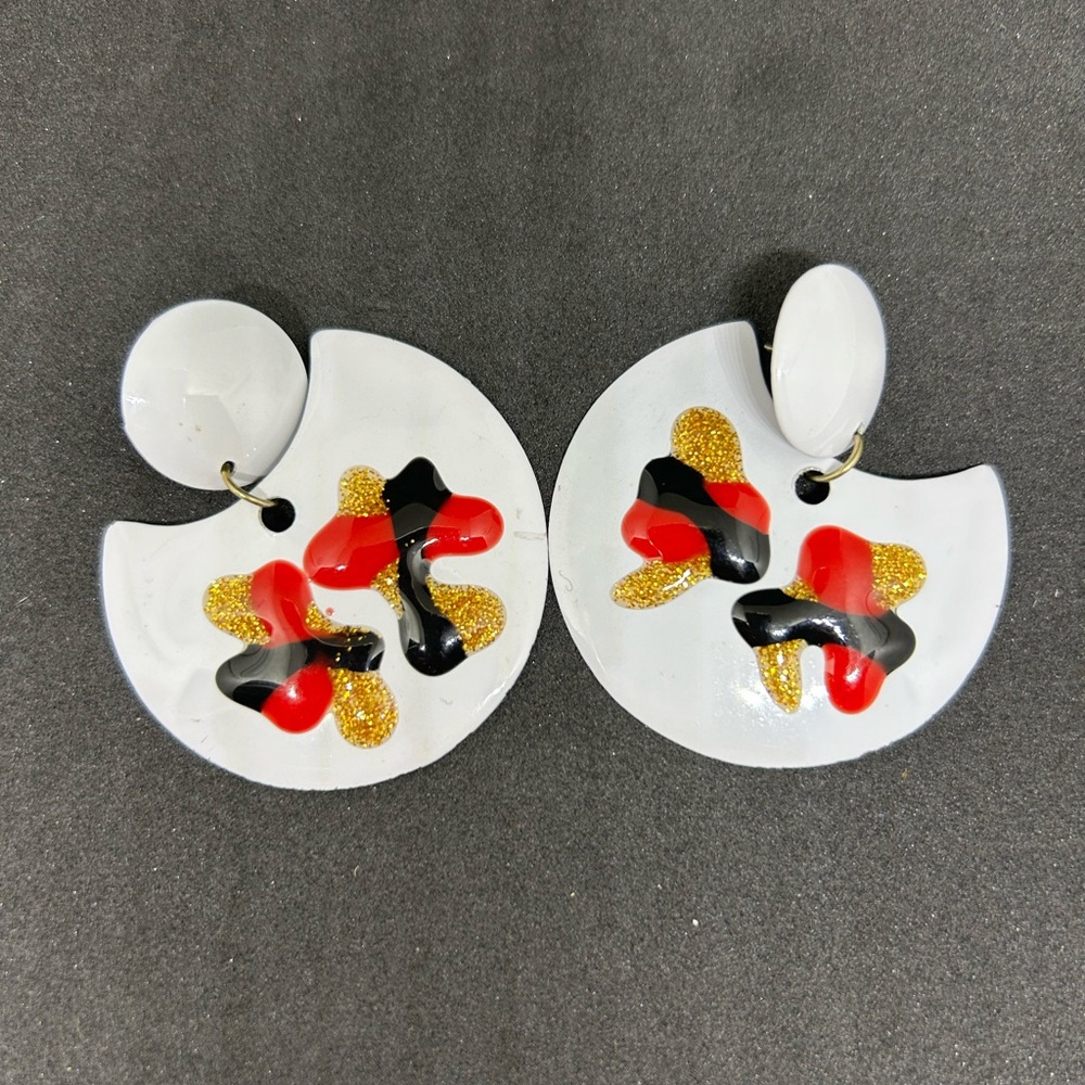 Vintage Metal 80s Enamel Earrings